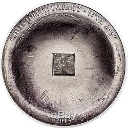 Cook Islands 2015 5$ Chondrite Impact Meteorite NWA 4037 1oz Silver coin