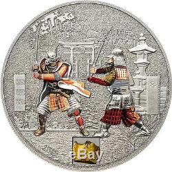 Cook Islands 2015 $5 History of Samurai 1 Oz Silver Coin with Armor pcs Inlay