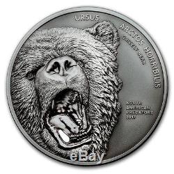 Cook Islands 2016 10$ North American Predators Grizzly Bear 2 oz Brilliant Unc