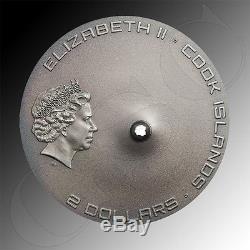 Cook Islands 2016 2$ Tamdakht Meteorite Strike. 999 fine silver coin
