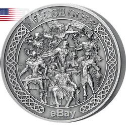 Cook Islands 2016 25$ The Norse Gods Tyr Hel Sif etc. 5oz Antique finish Ag Coin