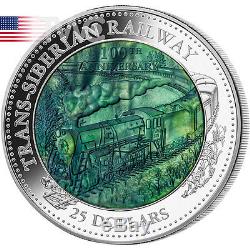 Cook Islands 2016 25$ Trans-Siberian Railway 5oz Mother of Pearl Proof Silver