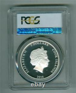 Cook Islands 2016 $5 Singapore Orchid 1 Oz. 999 Silver Pcgs Pr-70 Dcam