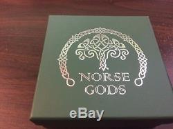 Cook Islands 2016 5 oz. Norse Gods antiqued silver coin with wood case, box, COA