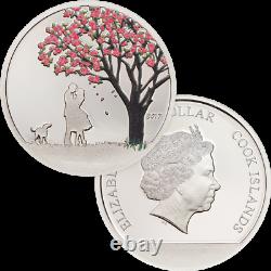Cook Islands 2017 1$ CHERRY BLOSSOM Snow Globes Silver Coin LOVE