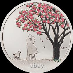 Cook Islands 2017 1$ CHERRY BLOSSOM Snow Globes Silver Coin LOVE
