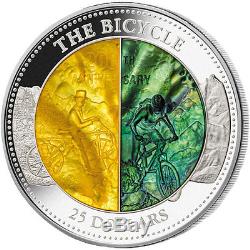 Cook Islands 2017 25$ Mother of Pearl The Bicycle 5oz Proof Silver Coin