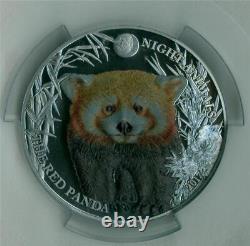 Cook Islands 2017 $5 Red Panda 1 Oz. 999 Silver Black Proof Pcgs Pr-70dcam