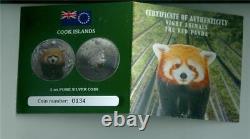 Cook Islands 2017 $5 Red Panda 1 Oz. 999 Silver Black Proof Pcgs Pr-70dcam
