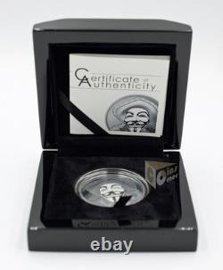 Cook Islands 2017 Guy Fawkes Mask 1 Oz Silver Black Proof Coin