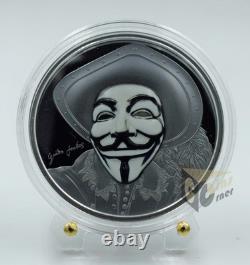 Cook Islands 2017 Guy Fawkes Mask 1 Oz Silver Black Proof Coin