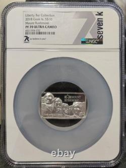 Cook Islands 2018 1 Oz. 999 Fine Mount Rushmore Silver Coin NGC PF 70 UC RARE