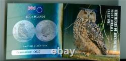 Cook Islands 2018 $5 Eagle Owl 1 Oz. 999 Silver Black Proof Pcgs Pr-69dcam