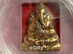 Cook Islands 2019 $20 Lord Ganesha Gilt 3 Oz. 999 Silver Pcgs Ms-70