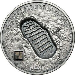 Cook Islands 2019 5 Dollars Moon Footprint Apollo 11 ann. With meteorite