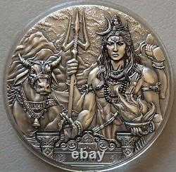 Cook Islands 2020 20$ SHIVA Ancient Gods 3 Oz UHR Antique Silver Coin