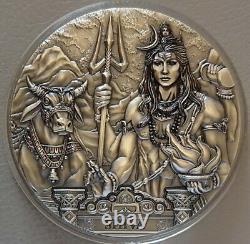 Cook Islands 2020 20$ SHIVA Ancient Gods 3 Oz UHR Antique Silver Coin