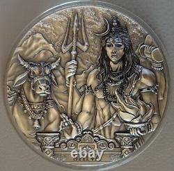 Cook Islands 2020 20$ SHIVA Ancient Gods 3 Oz UHR Antique Silver Coin