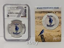 Cook Islands 2021 Nevada Mountain Bluebird 1 oz Silver MS 70 NGC Coin