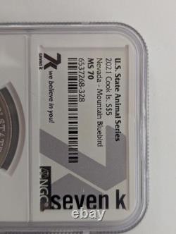 Cook Islands 2021 Nevada Mountain Bluebird 1 oz Silver MS 70 NGC Coin