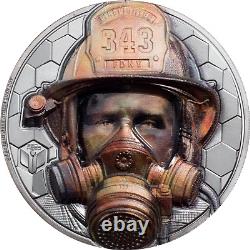 Cook Islands 2021 Real Heroes Firefighter Black Proof $20 silver 3oz