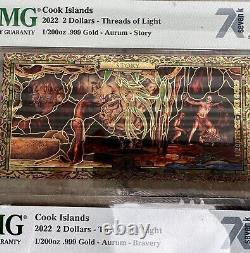 Cook Islands 2022 $2 TWO Threads of Light Story/Bravery 1/200 oz. 999 Gold