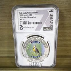 Cook Islands 2022 $5 U. S. State Animal Nebraska Meadowlark MS70 NGC