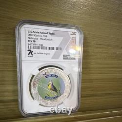 Cook Islands 2022 $5 U. S. State Animal Nebraska Meadowlark MS70 NGC