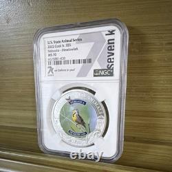 Cook Islands 2022 $5 U. S. State Animal Nebraska Meadowlark MS70 NGC