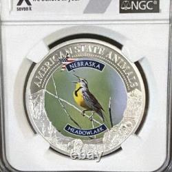 Cook Islands 2022 $5 U. S. State Animal Nebraska Meadowlark MS70 NGC