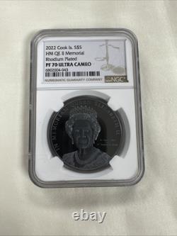 Cook Islands 2022- Rhodium Plated- In Memoriam Queen Elizabeth- NGC PR 70 UltCam