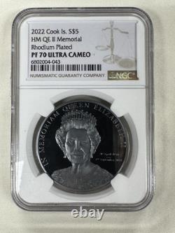 Cook Islands 2022- Rhodium Plated- In Memoriam Queen Elizabeth- NGC PR 70 UltCam