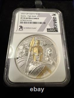 Cook Islands 2023 Sparta 3oz. 999 Silver Proof NGC PF70 UCAM 6796574-016