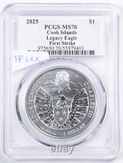 Cook Islands 2025 1oz Legacy Silver Eagle MS70 PCGS 55979403 First Strike