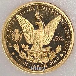 Cook Islands 2025 Morgan $5 Gold Coin 1/10 oz 24% Gold. 0239 AGW