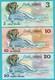 Cook Islands 3, 10, 20 Dollars ND(1987) P3, P4, P5a UNC