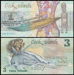 Cook Islands $3 Dollars X 50 Pieces (PCS), 1992, P-6, UNC, Half Bundle