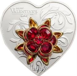 Cook Islands $5 2019 Happy valentine's day Swarovski Silver Coin by CIT