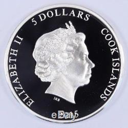 Cook Islands 5 Dollar Silver Proof 3D Coin, 2015 Magnificent life Peacock 1 oz