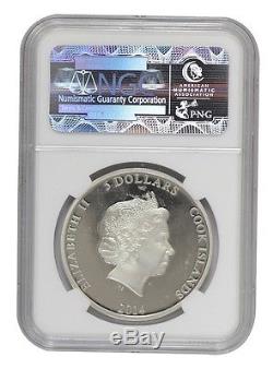 Cook Islands $5 Dollars, 20 g Silver Coin, 2014, Grand Canyon, QE II, NGC 70