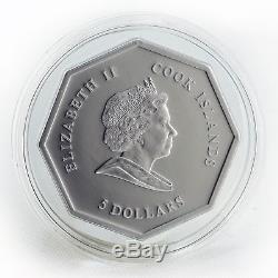 Cook Islands $ 5 Saint Catherine Silver Gilded Octahedron Coin Swarovski 2011