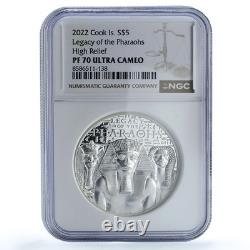 Cook Islands 5 dollars Pharaohs Legacy Giza Pyramids PF 70 NGC silver coin 2022