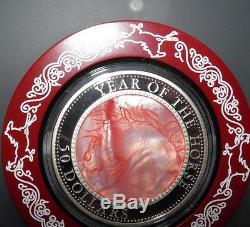 Cook Islands 50$ 2014 Year of the Horse 5oz Mother of Pearl