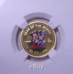Cook Islands 50 Dollars 1996 Gold NGC PF69UC Mickey and Minnie