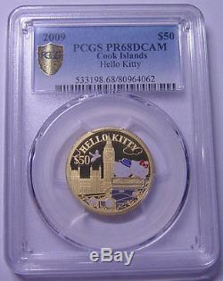 Cook Islands 50D 2009 Gold 1/2oz PCGS PR68DCAM Hello Kitty only 1000 minted Rare