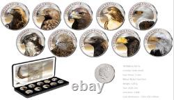 Cook Islands Eagle Colorized Eagles 10 x 4.43g Coin Set withDisplay Box withCOA