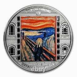 Cook Islands Masterpieces of Art THE SCREAM 3oz. 999 Colorized Proof Silver Coin