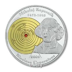 Cook Islands Nicolaus Copernicus $5 2008 Proof Silver Crown Swarovski Crystal CO