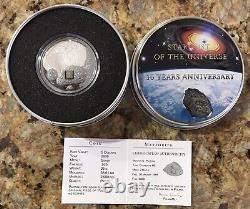 Cook Islands Pultusk Meteorite 2008 $5 Silver Coin with Partial Palladium Plate