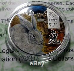 Cook Islands Set 4 x 2 dollars 2011 Lunar Year of the Rabbit Silver 80 gr 2
